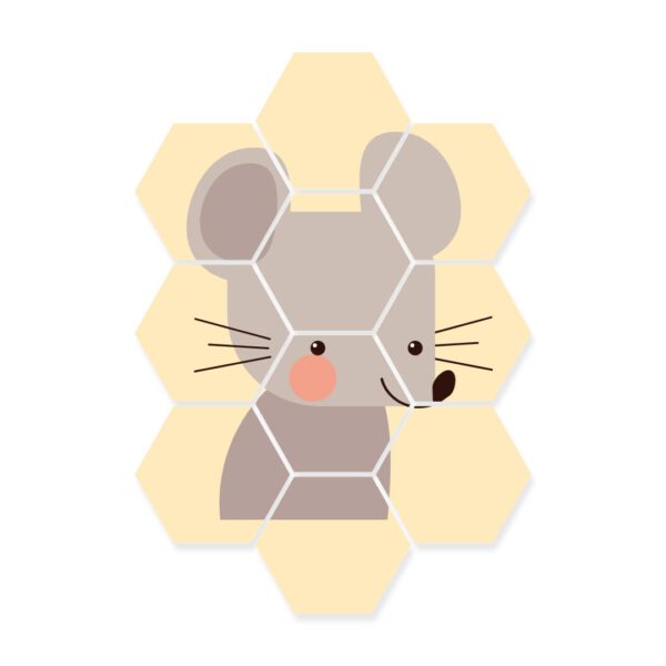 hexagon foto kinderkamer muis dieren